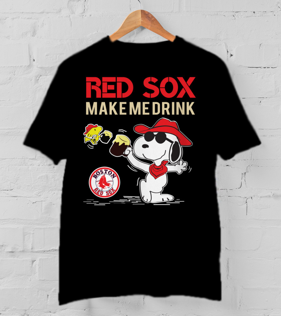 Red Sox Make Me Drink Snoopy Boston Red Sox Fans T-Shirt