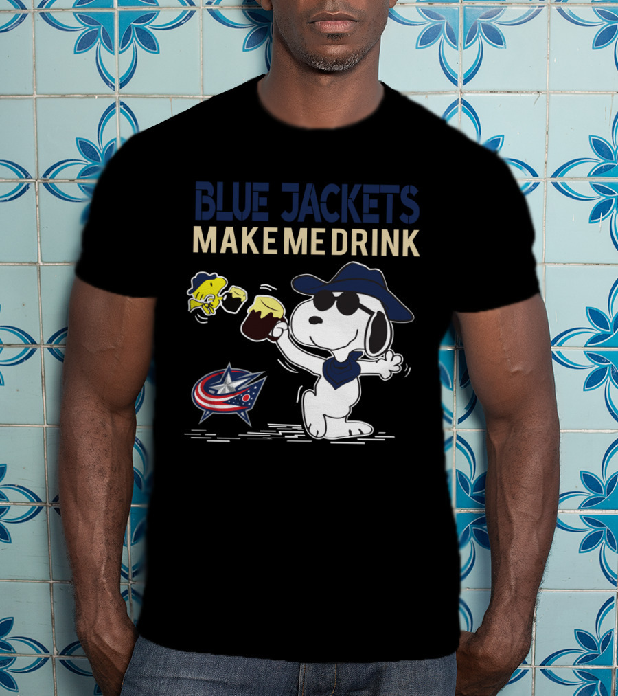 Snoopy Blue Jackets Make Me Drink Columbus Fans T-Shirt