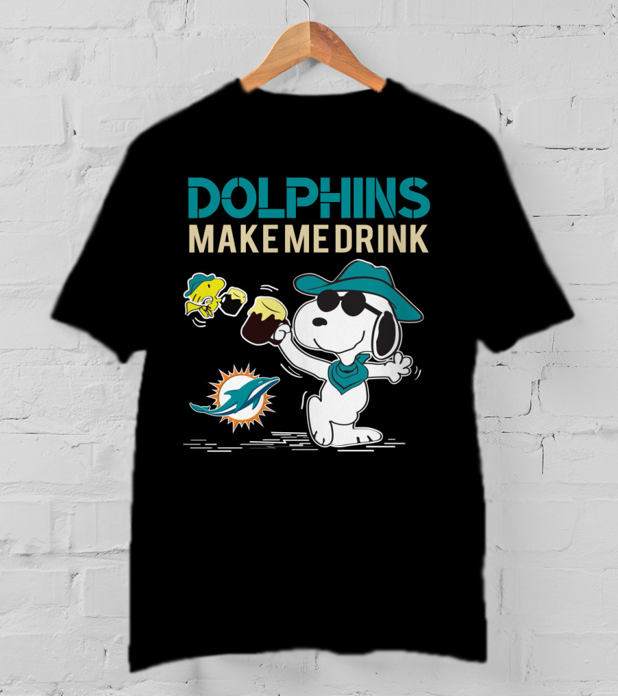 Dolphins Make Me Drink Snoopy Miami Dolphins Fans T-Shirt