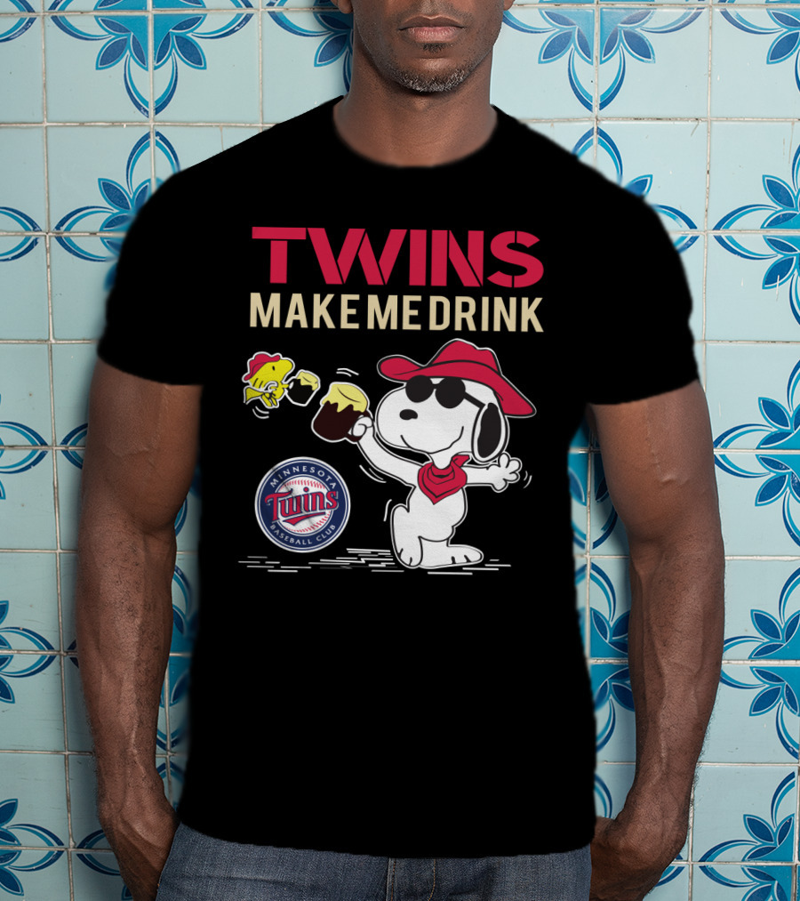 Twins Make Me Drink Snoopy Minnesota Baseball Club T-Shirt