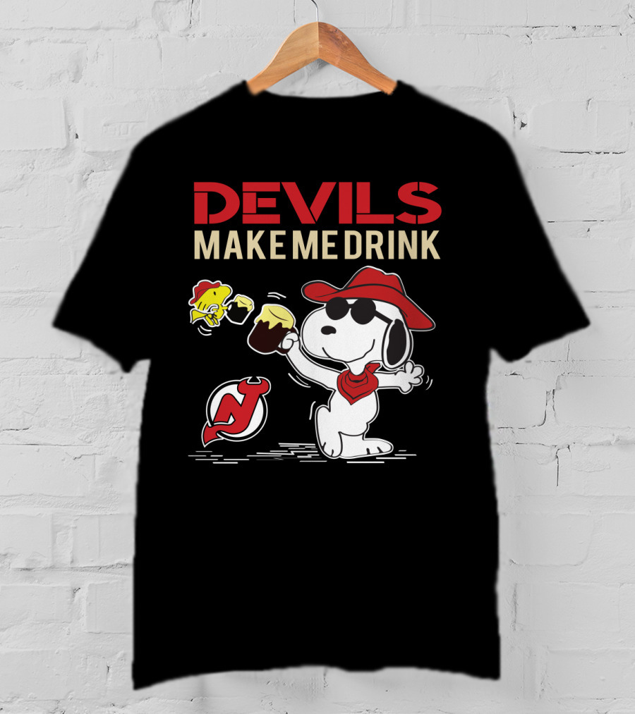 Devils Make Me Drink Snoopy For New Jersey Fans T-Shirt