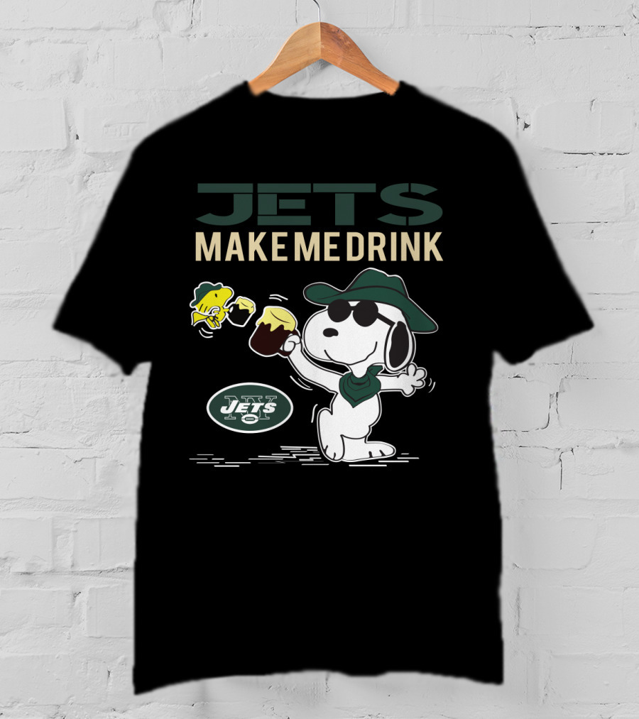 Jets Make Me Drink Snoopy And Woodstock New York Fans T-Shirt