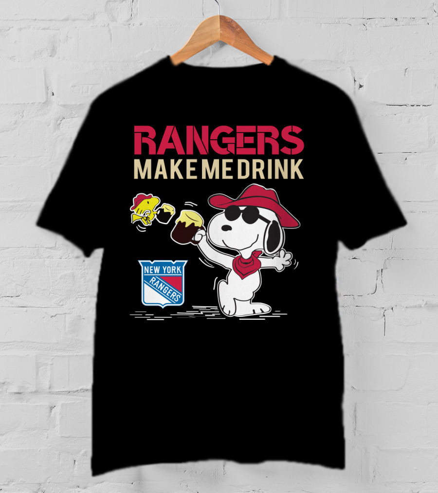 Rangers Make Me Drink Snoopy Celebrates New York Rangers Fans T-Shirt
