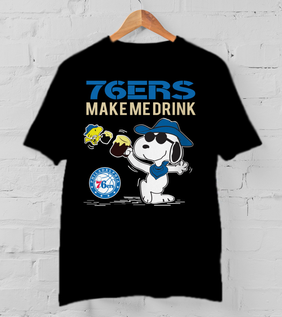 Philadelphia 76ers Snoopy Make Me Drink T-Shirt