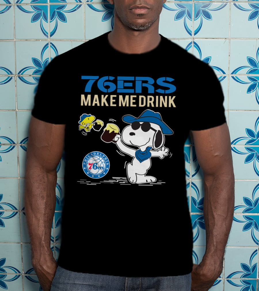 Philadelphia 76ers Snoopy Make Me Drink T-Shirt
