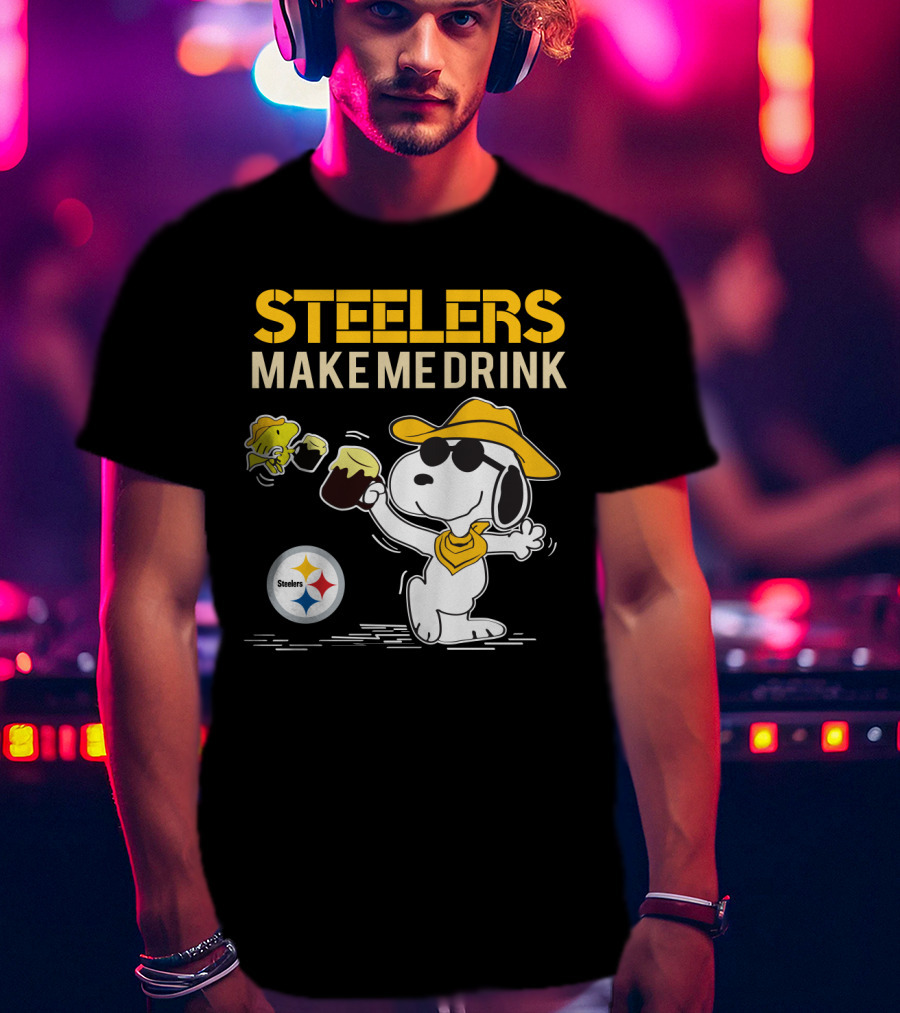 Steelers Make Me Drink Snoopy Pittsburgh Steelers Fans T-Shirt