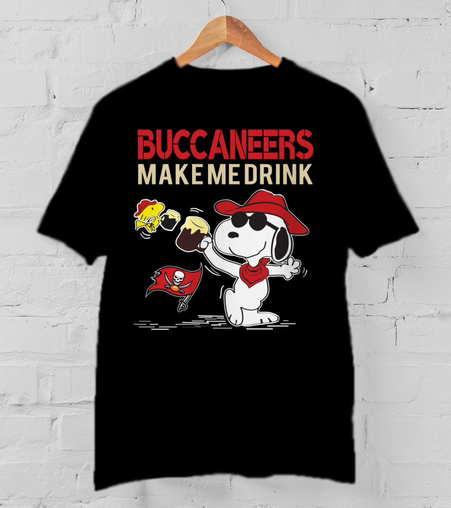 Buccaneers Make Me Drink Snoopy Peanuts Tampa Bay Fans T-Shirt