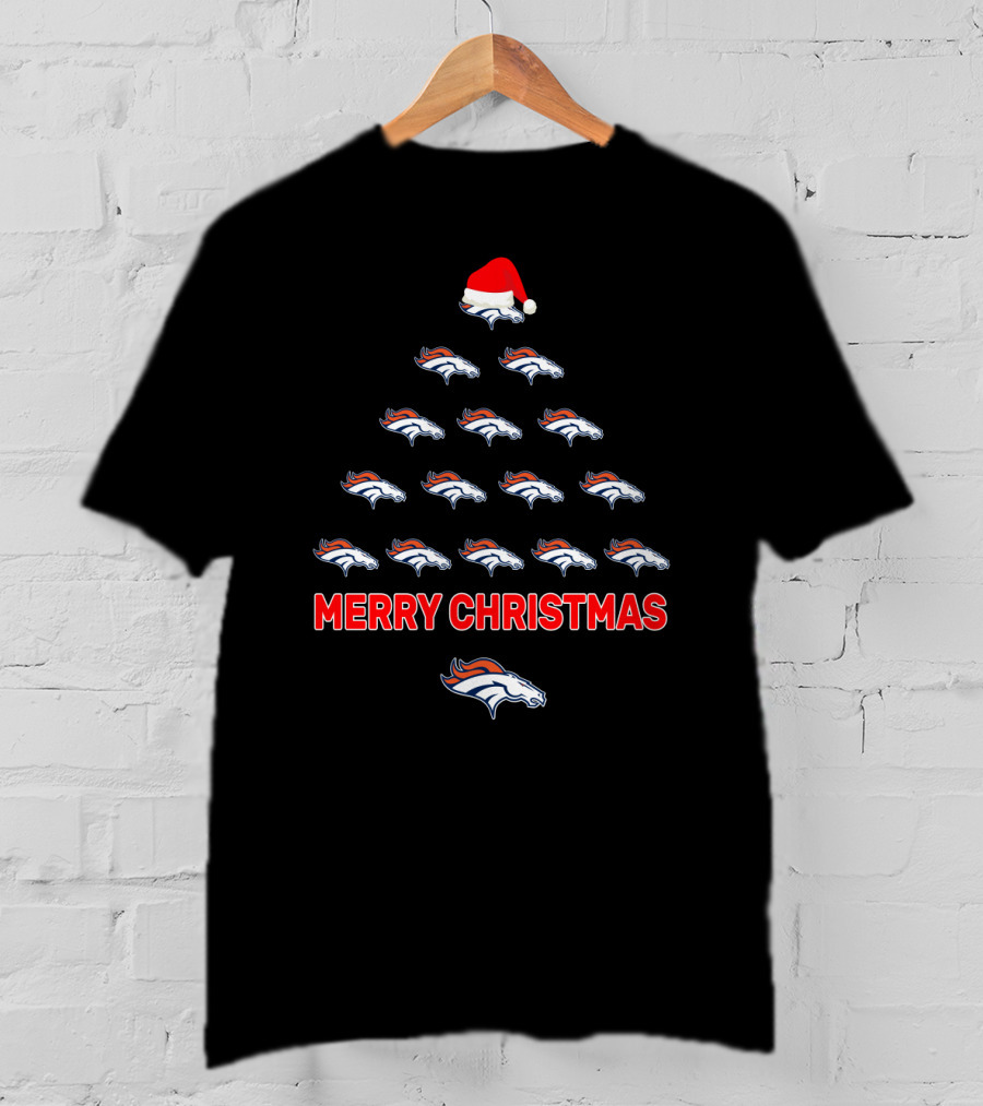 Merry Christmas Denver Broncos Christmas Tree T-Shirt
