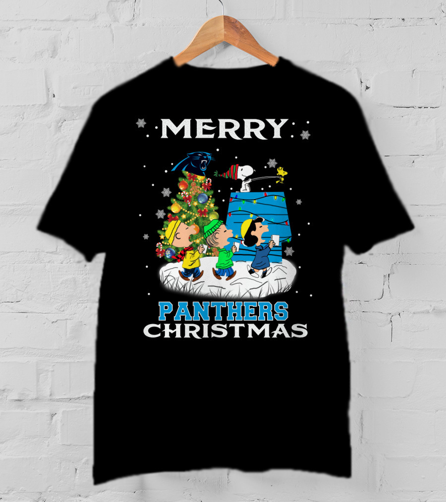 Merry Carolina Panthers Christmas Snoopy Peanuts Fans T-Shirt