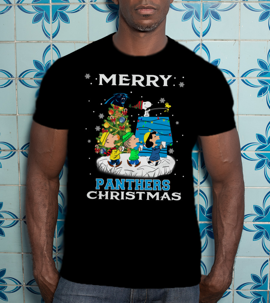 Merry Carolina Panthers Christmas Snoopy Peanuts Fans T-Shirt