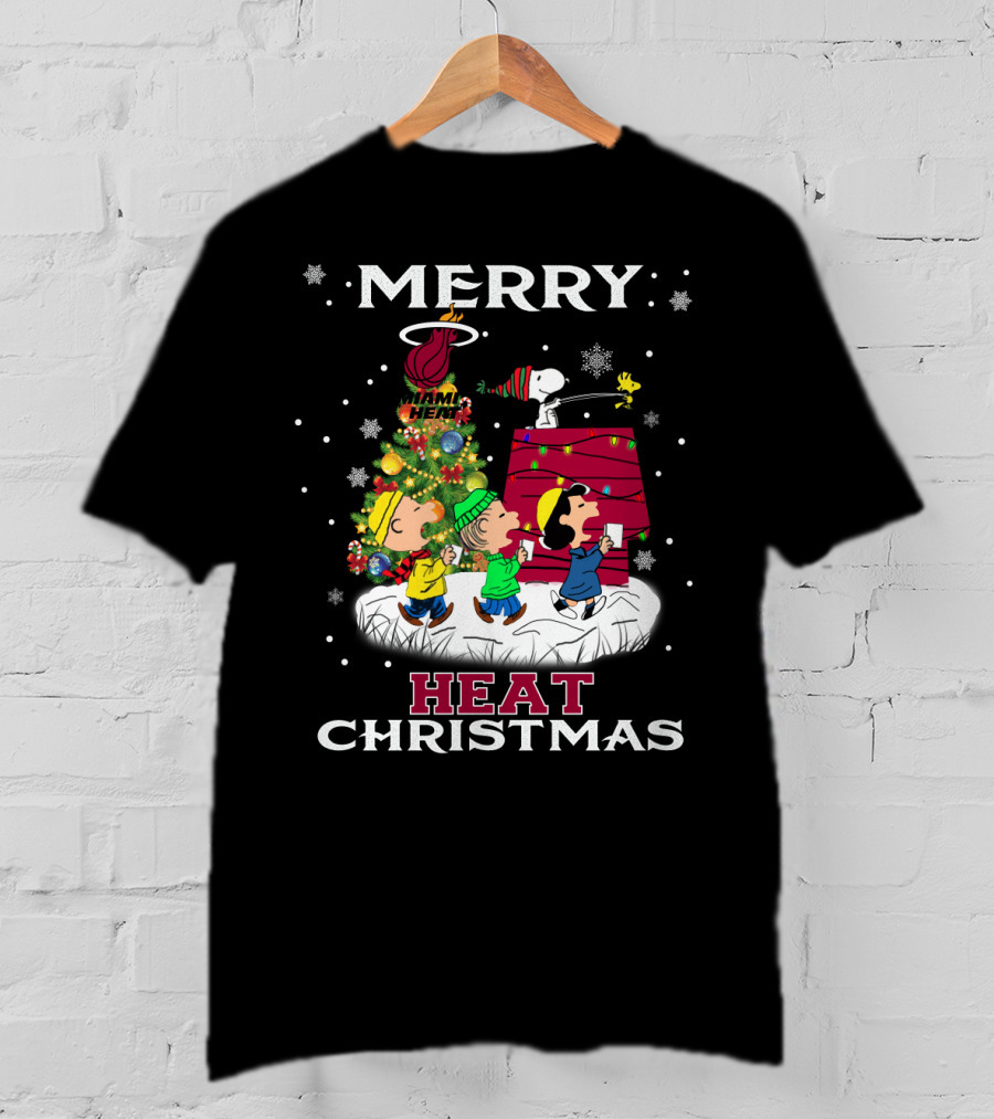 Merry Miami Heat Christmas Snoopy Peanuts Festive T-Shirt