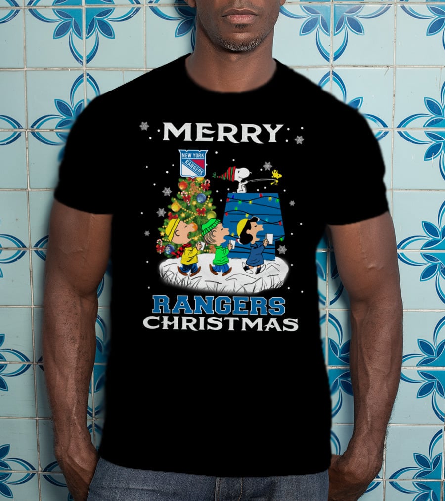 Merry New York Rangers Christmas With Snoopy And Friends Festive T-Shirt