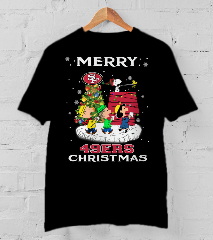 Merry 49ers Christmas Snoopy Peanuts Tree T-Shirt
