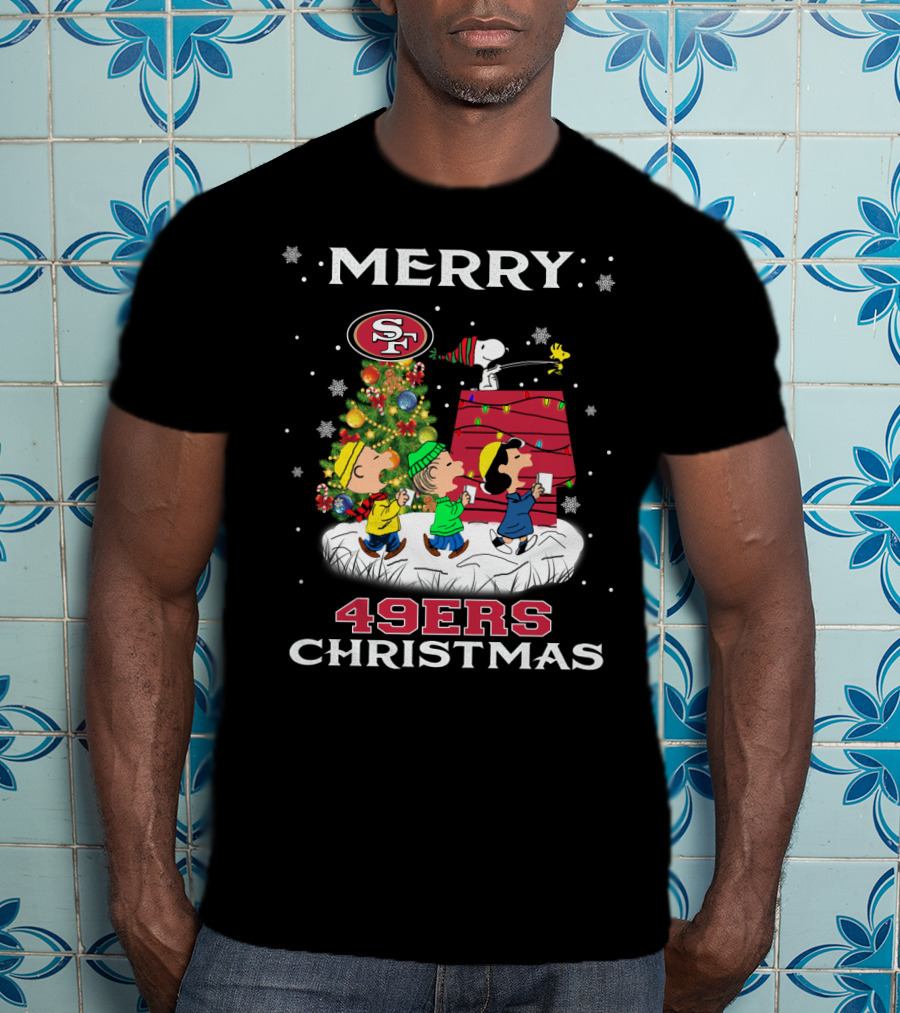 Merry 49ers Christmas Snoopy Peanuts Tree T-Shirt