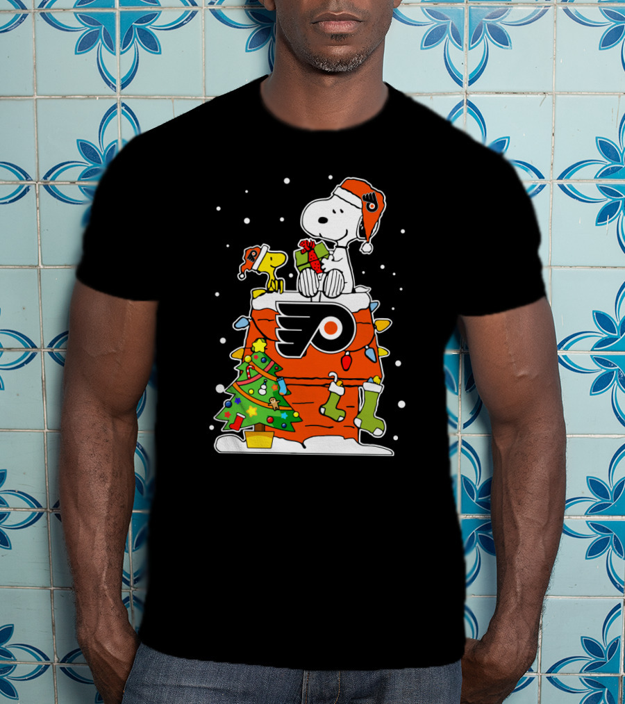 Philadelphia Flyers Snoopy Woodstock Christmas Winter Cheer T-Shirt