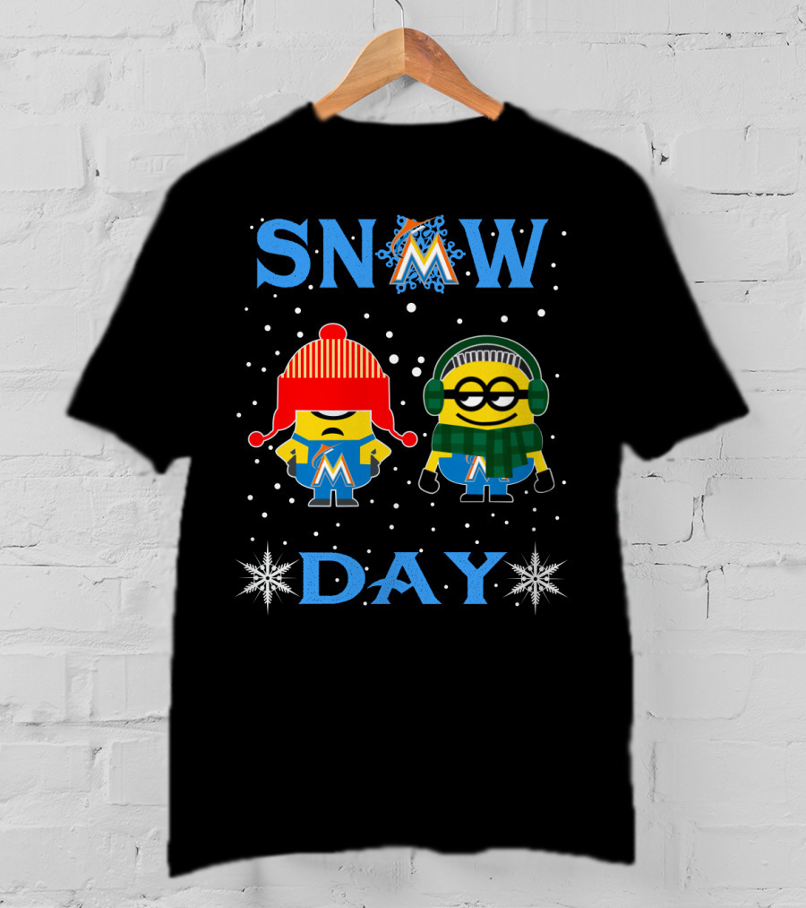 Miami Marlins Minions Snow Day Winter Gear T-Shirt