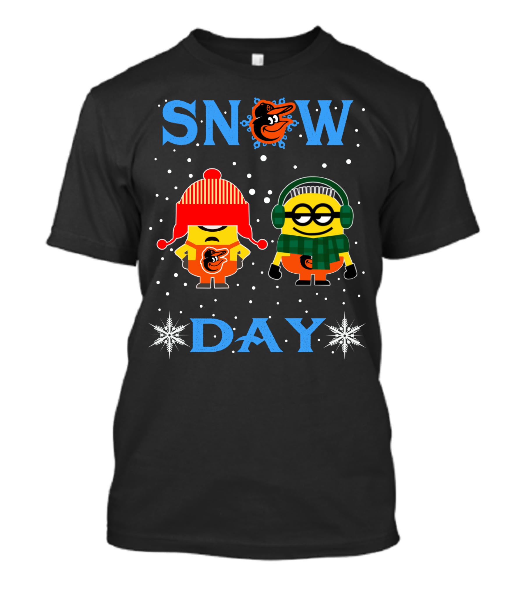 Snow Day Baltimore Orioles Minions Winter T-Shirt