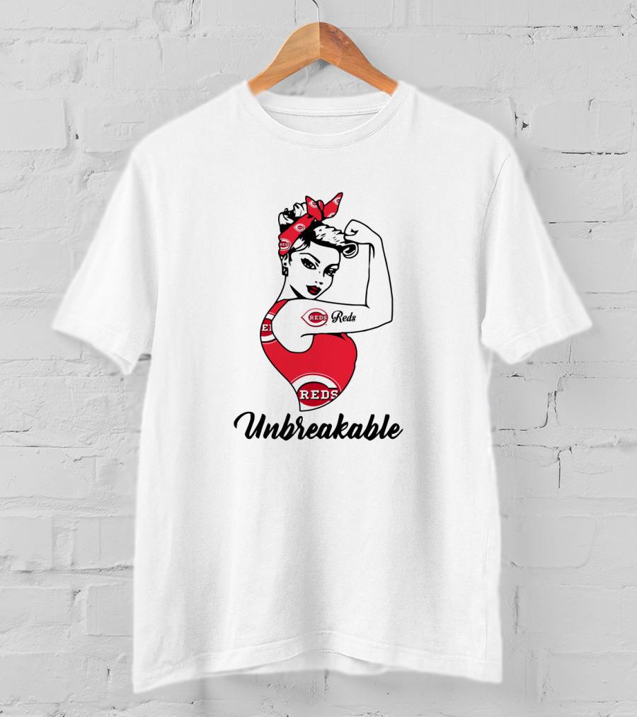 Unbreakable Cincinnati Reds Strong Girl Rosie The Riveter T-Shirt