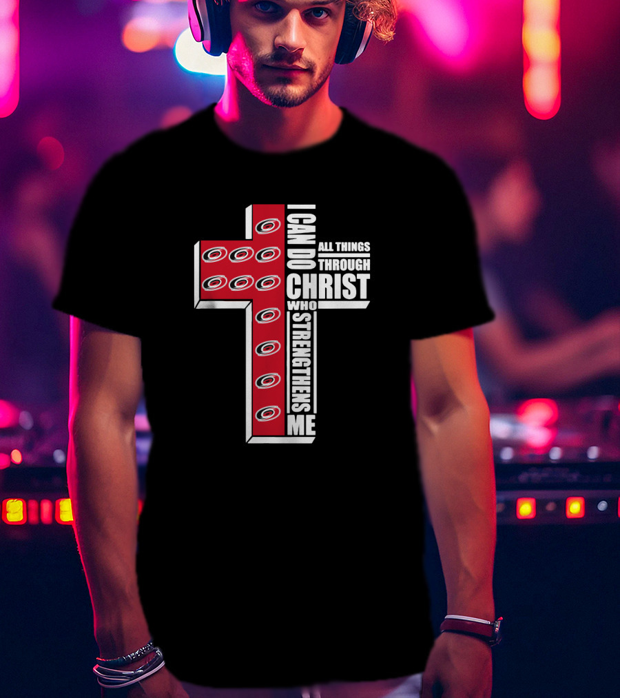 Hurricanes Logo Cross I Can Do All Things Through Christ Who Strengthens Me T-Shirt