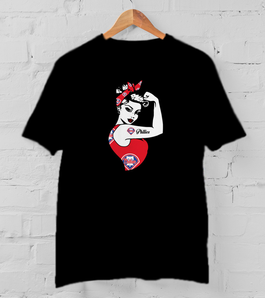 Philadelphia Phillies Unbreakable Strong Girl Rosie Riveter T-Shirt