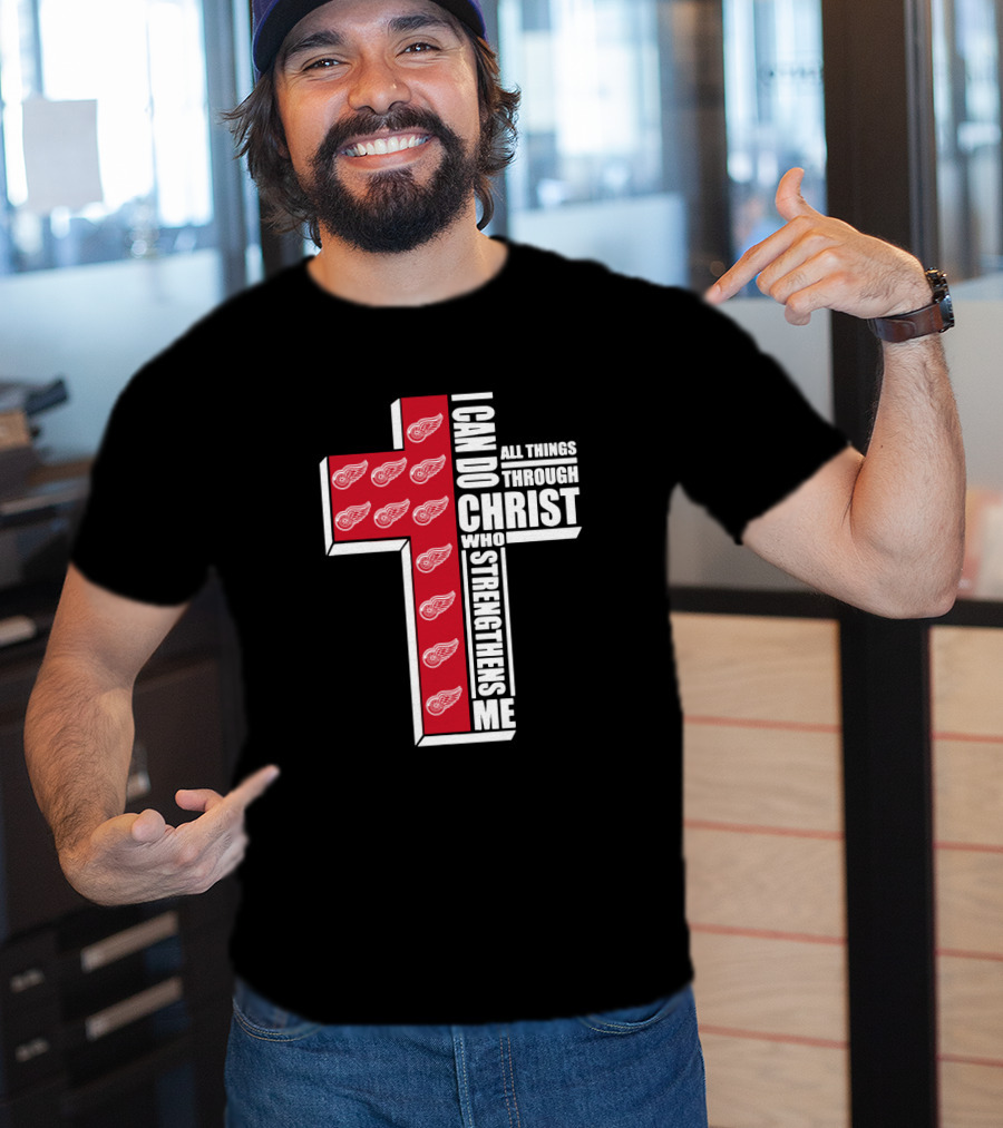 Red Wings I Can Do All Things Through Christ Who Strengthens Me Cross T-Shirt