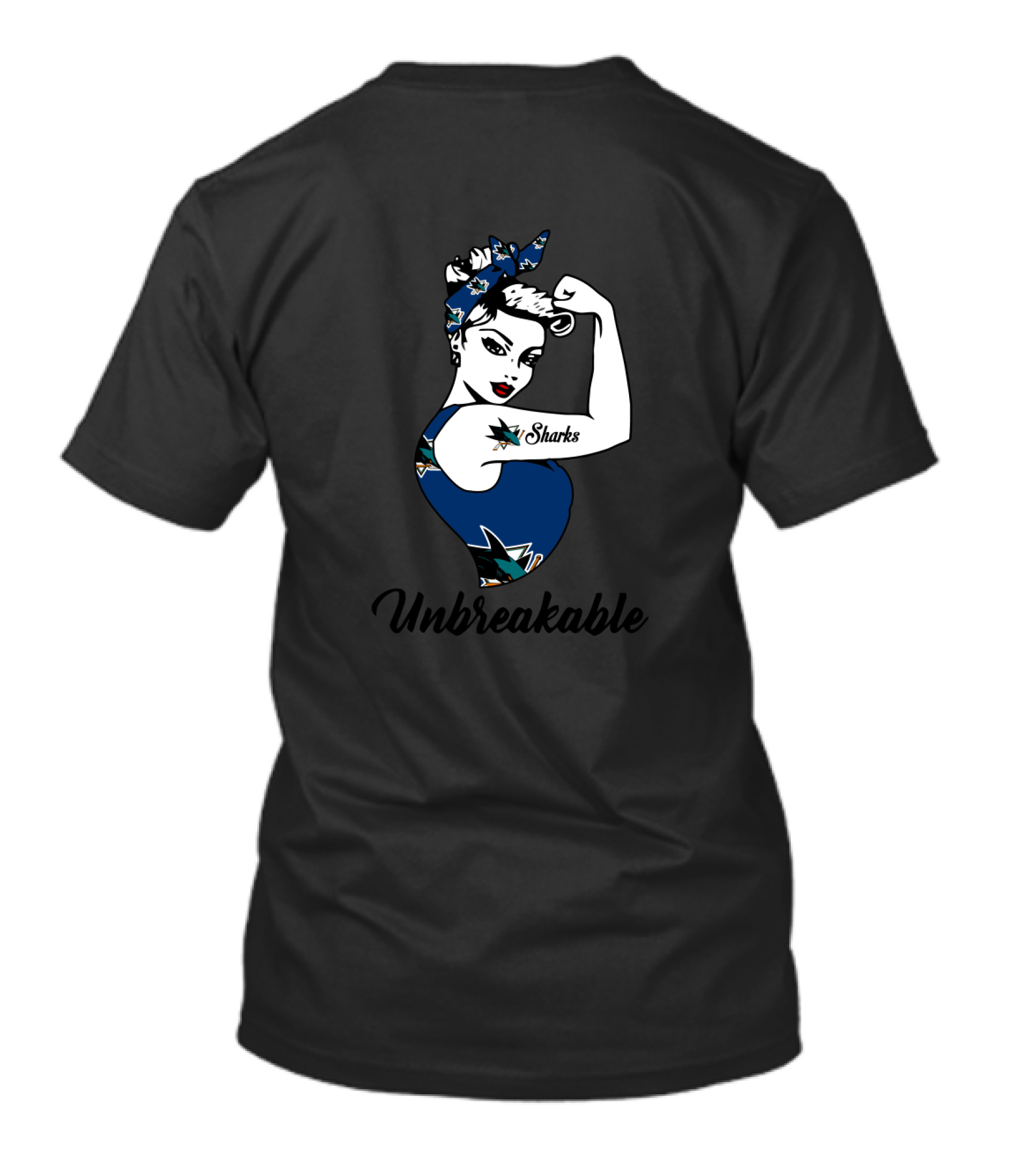 San Jose Sharks Unbreakable Strong Girl Tattoo And Bandana T-Shirt