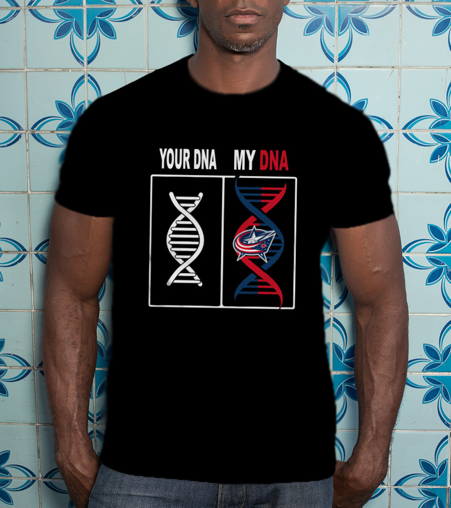Your DNA My DNA Columbus Blue Jackets Logo DNA Strands Representation T-Shirt
