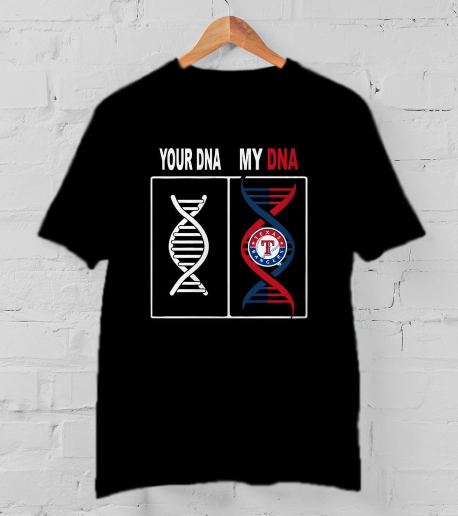 Your DNA My DNA Texas Rangers Logo In Red White And Blue Helix T-Shirt