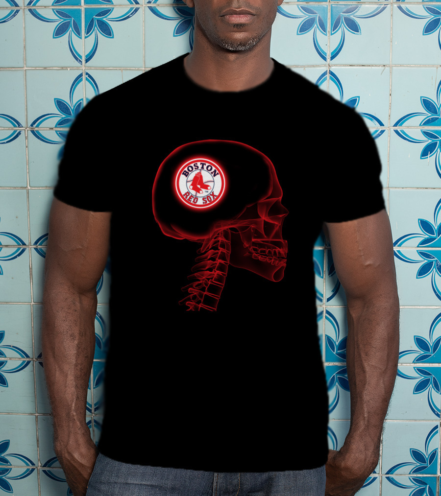 Boston Red Sox Logo Inside Skull Renders Team On My Brain T-Shirt