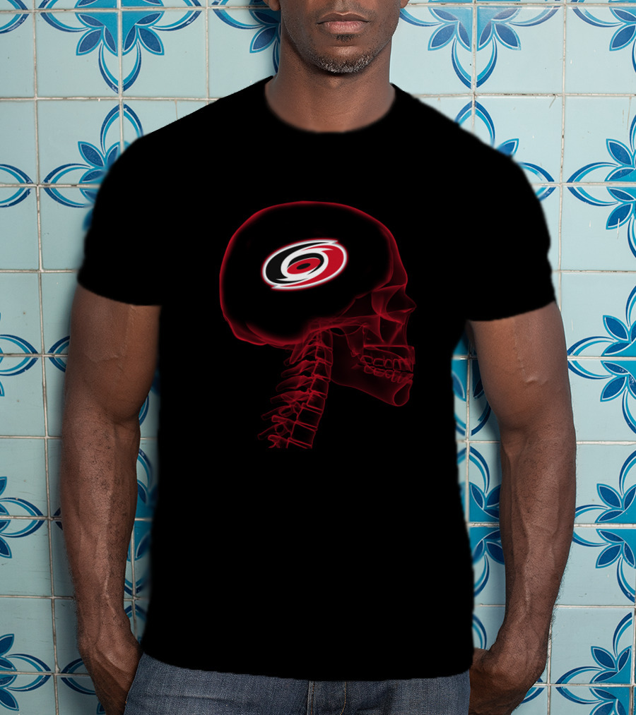 Carolina Hurricanes Logo Inside Brain Skull Anatomy T-Shirt