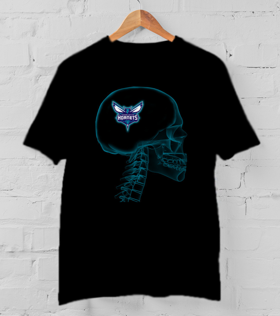 Charlotte Hornets Halloween Skeleton Brain T-Shirt