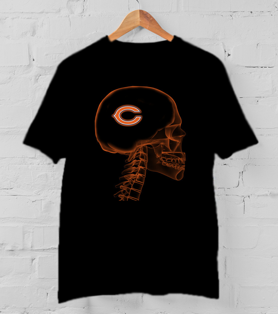 Chicago Bears Halloween Skull X-Ray In My Brain Fans T-Shirt