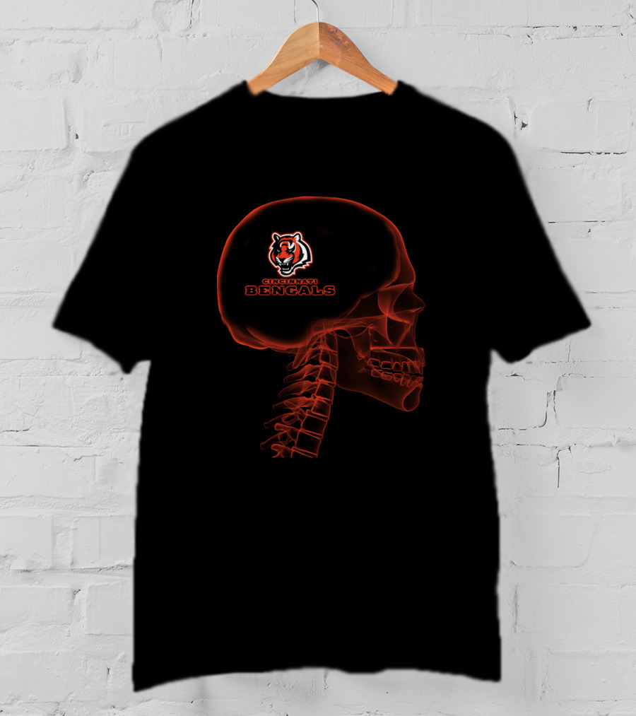 Cincinnati Bengals Brain Skeleton Halloween T-Shirt