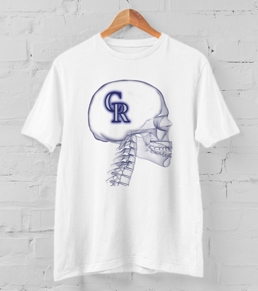 Colorado Rockies CR Logo Inside Human Skull X-Ray T-Shirt