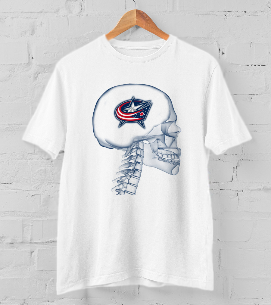 Columbus Blue Jackets Skull With Iconic Logo In My Brain T-Shirt