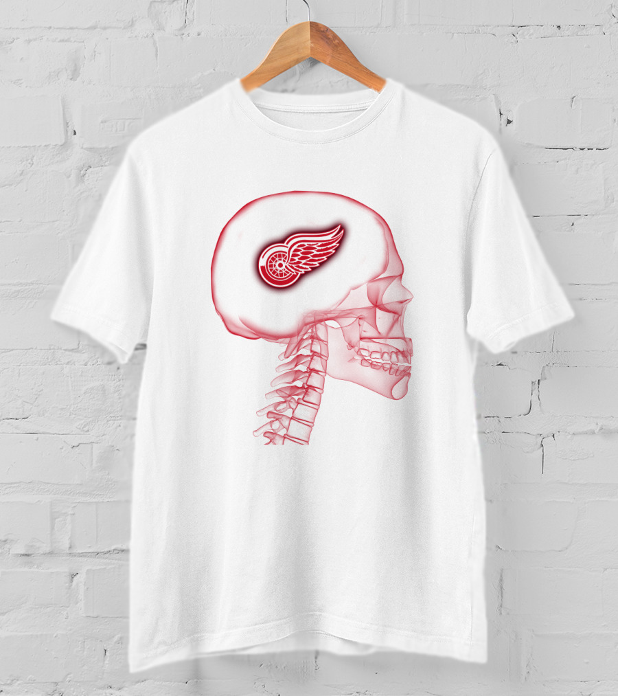 Detroit Red Wings Neon Skull Brain T-Shirt