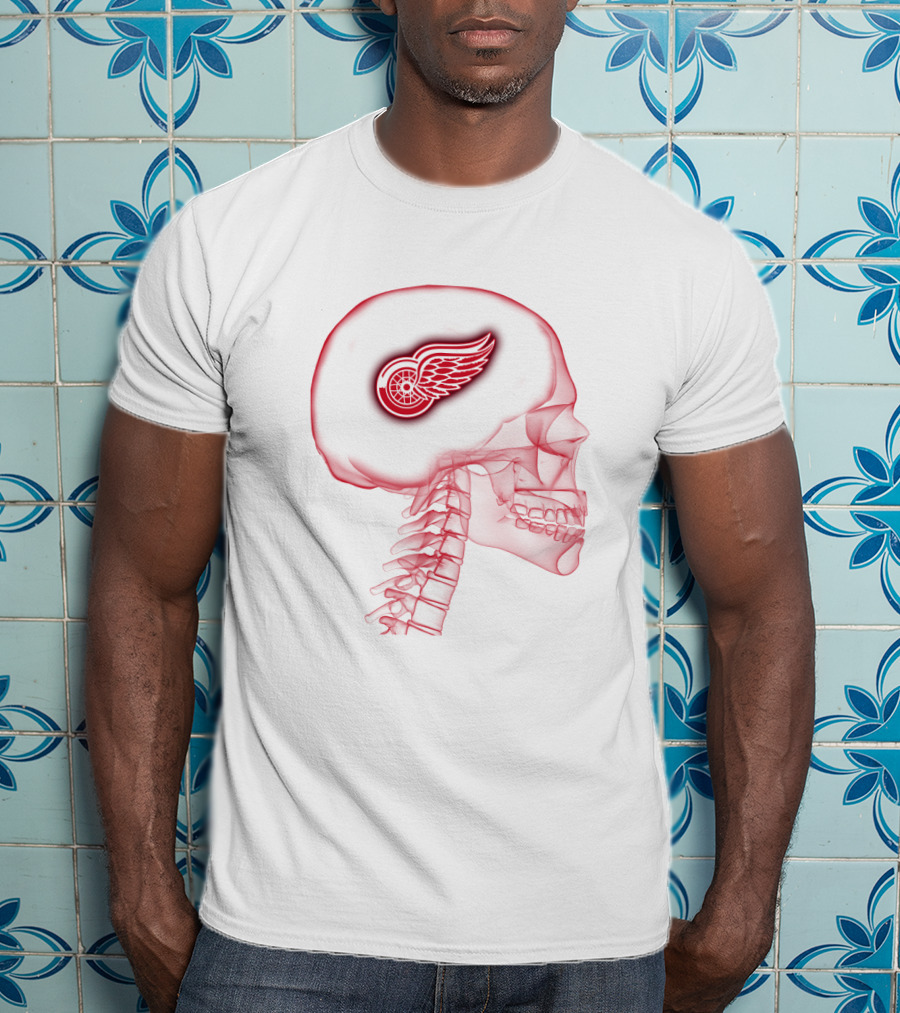 Detroit Red Wings Neon Skull Brain T-Shirt
