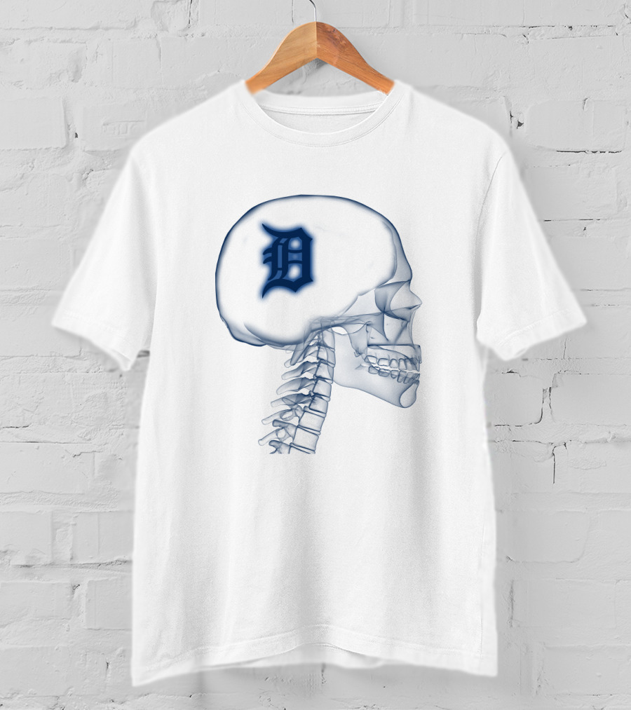 Detroit Tigers Skull Brain T-Shirt