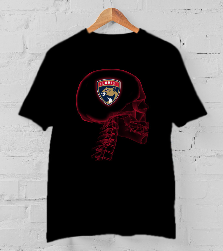 Florida Panthers Logo Embedded In Human Skull Anatomy T-Shirt