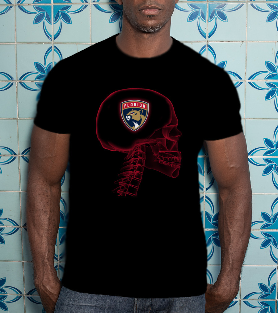 Florida Panthers Logo Embedded In Human Skull Anatomy T-Shirt