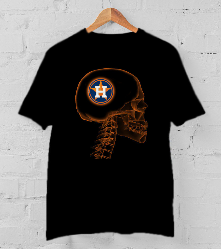 Houston Astros Skull With Team Logo Embedded In Brain X-Ray T-Shirt