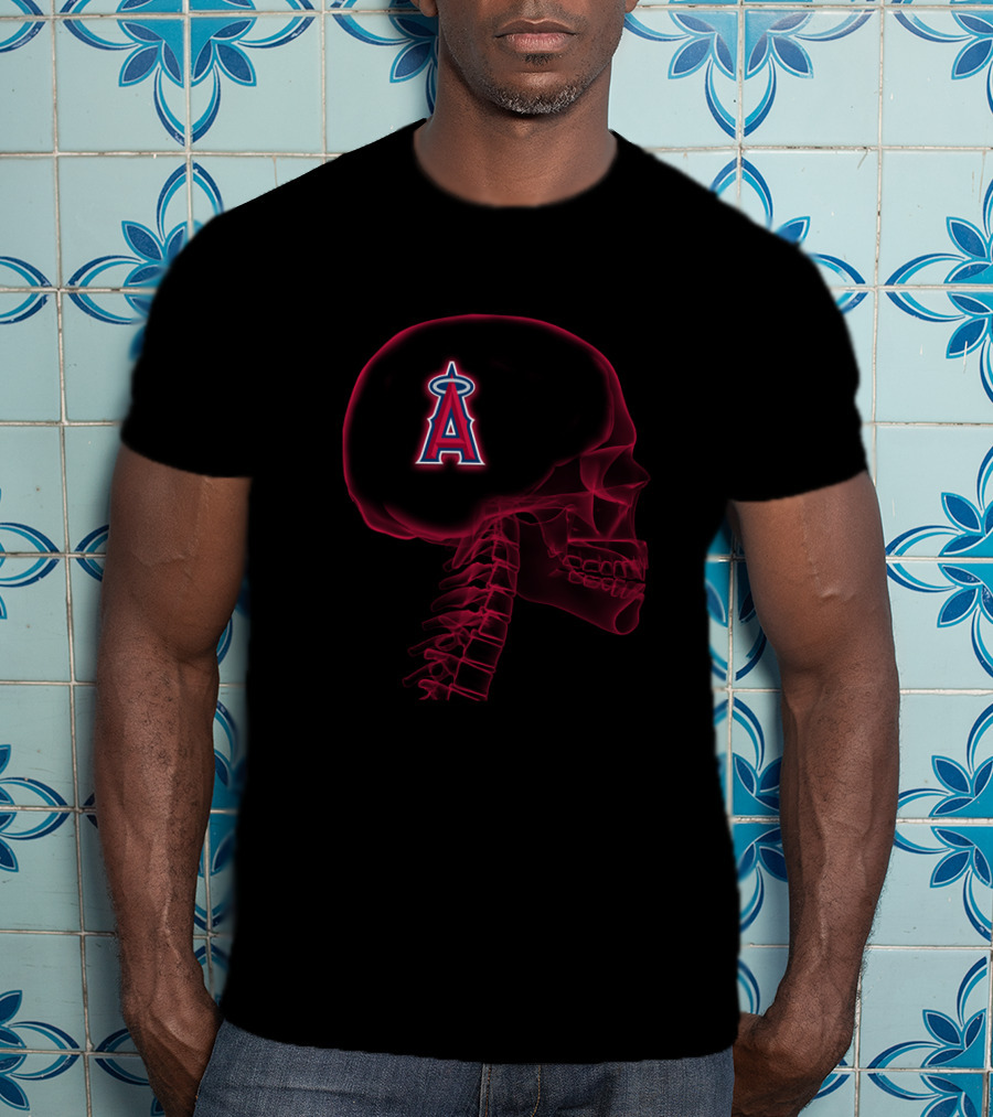 Los Angeles Angels Logo In Brain X-Ray T-Shirt