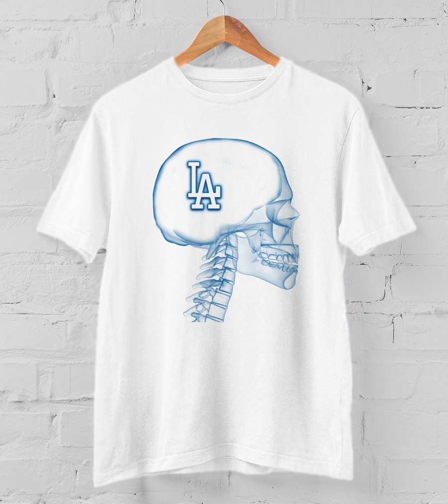 Los Angeles Dodgers LA Logo Brain X-Ray T-Shirt
