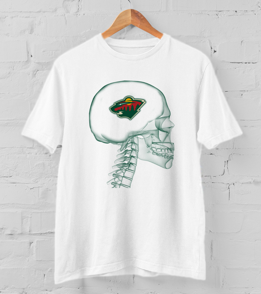 Minnesota Wild Logo Inside Skull Brain T-Shirt