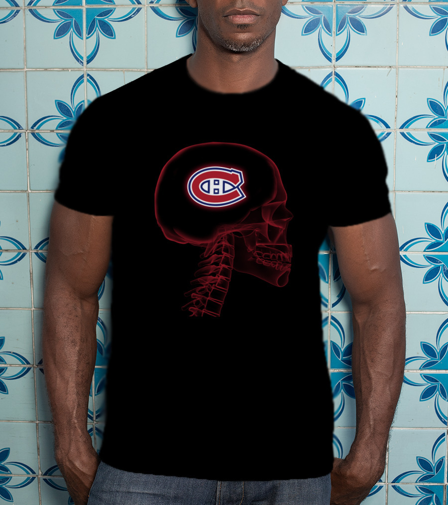 Montreal Canadiens Logo Inside Skull Brain T-Shirt