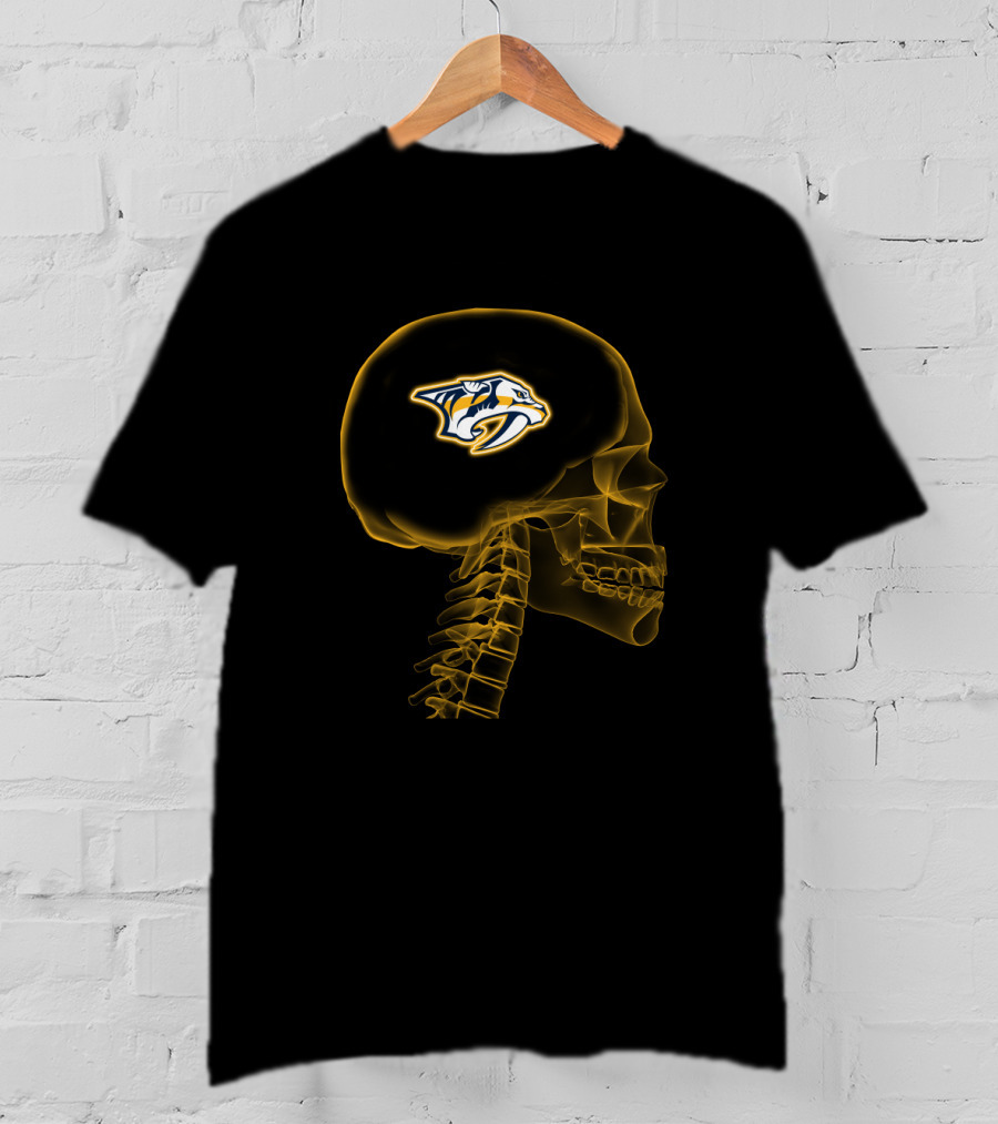 Nashville Predators Logo Inside Brain X-Ray Skull T-Shirt