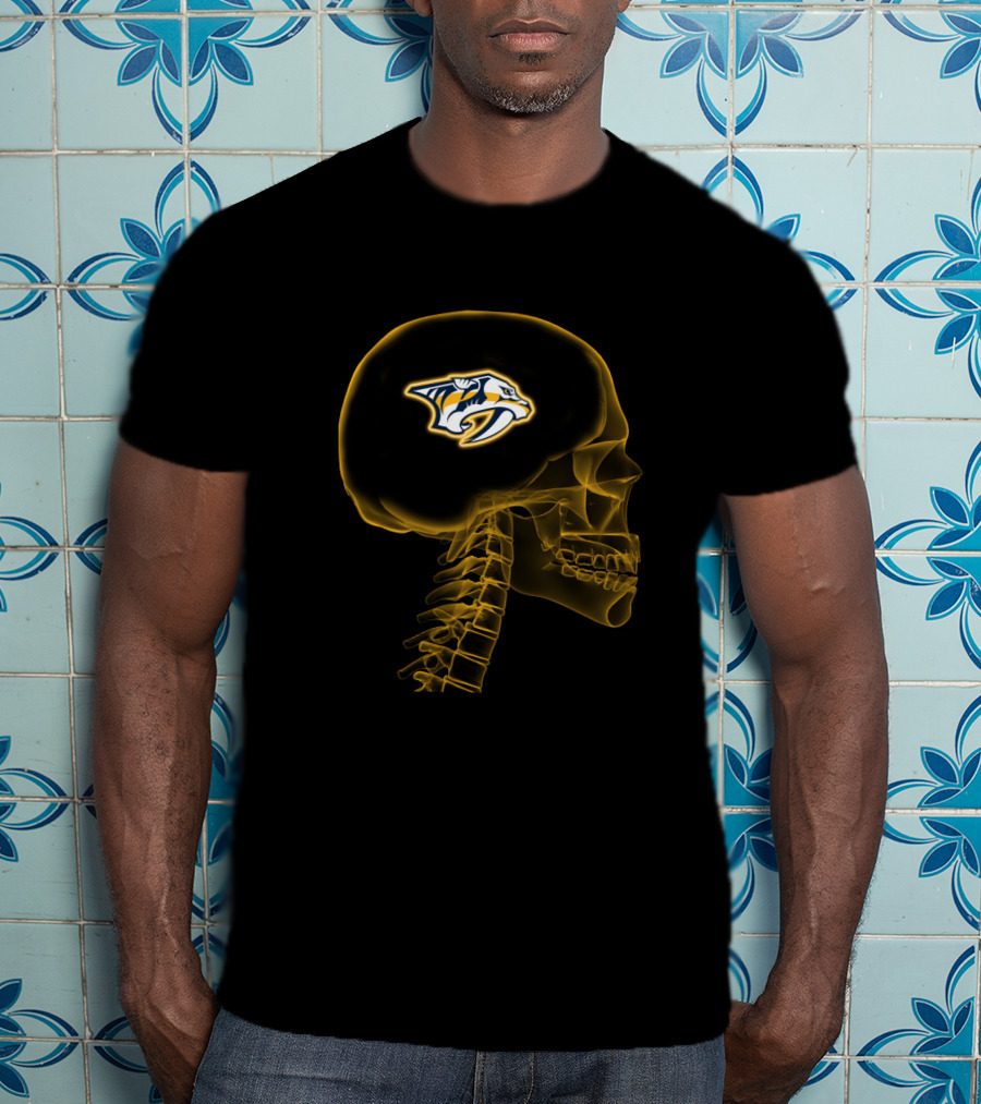 Nashville Predators Logo Inside Brain X-Ray Skull T-Shirt