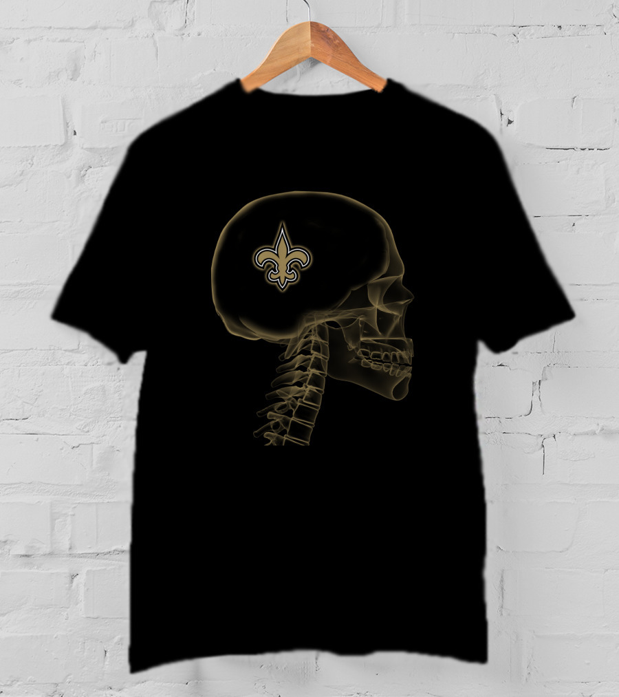 New Orleans Saints Halloween Skull Brain Fleur-De-Lis T-Shirt