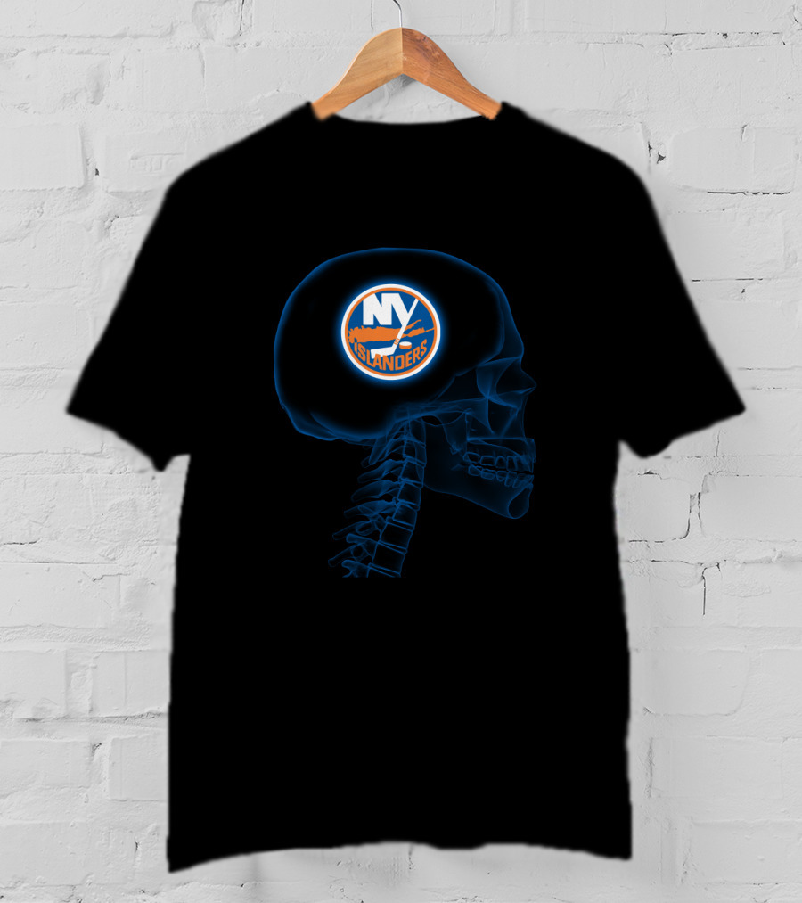 New York Islanders Logo Inside Skull Brain X-Ray T-Shirt