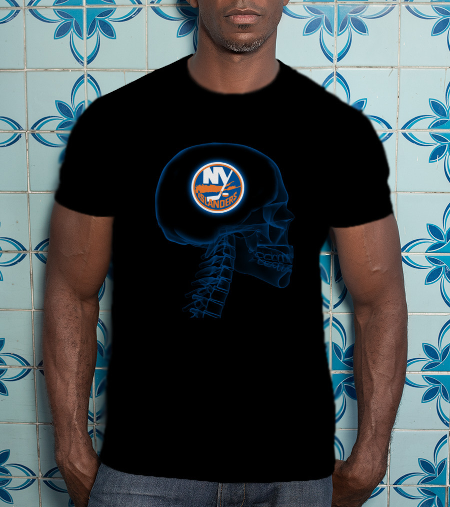 New York Islanders Logo Inside Skull Brain X-Ray T-Shirt